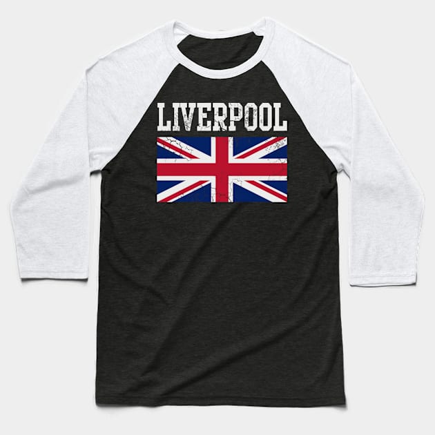 Liverpool United Kingdom Union Jack England Baseball T-Shirt by E